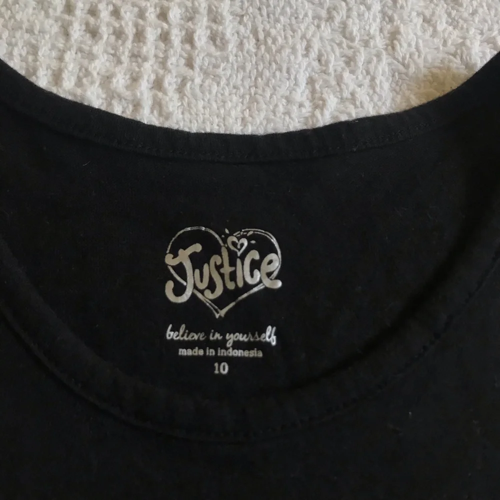 Justice black tank with gold palm trees